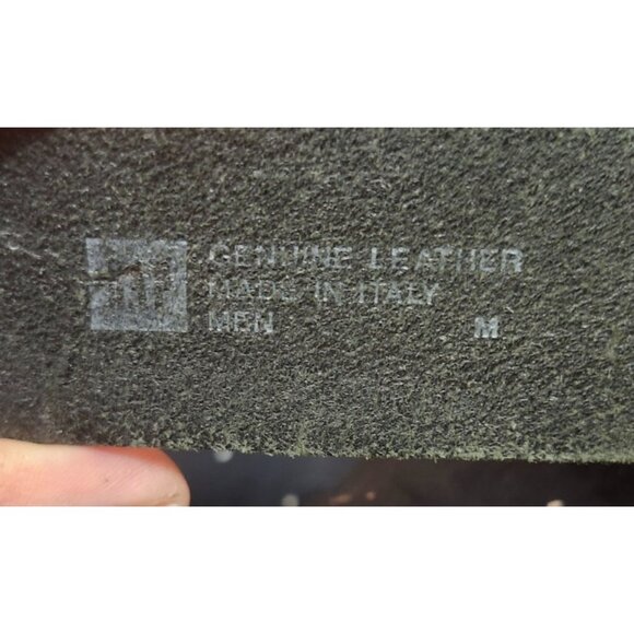 Women’s Genuine Leather Belt Made Italy Black Brass Buckle Textured Wide Belt M - Picture 7 of 10